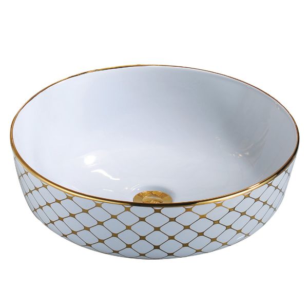 LAVABO TÔ SỨ MẦU VÀNG TRÒN BRODA
