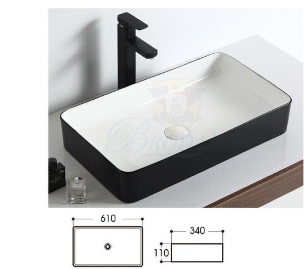 LAVABO TÔ SỨ MẦU ĐEN BRODA 8025b-B48