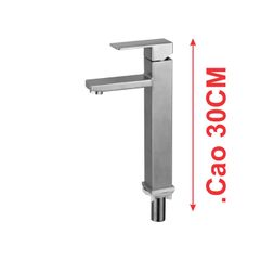 Vòi lavabo lạnh  gật gù SUS 304  vuông 30cm