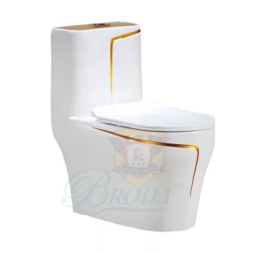 Bồn Cầu 1 Khối Viền Vàng BRODA