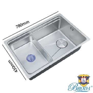 Chậu Rửa Chén 1 hố Âm Đá sus 304 KT 78x43cm BRODA