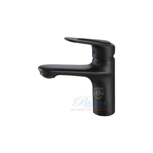 Vòi lavabo nóng lạnh sơn tĩnh điện màu đen 20cm BRODA 9831