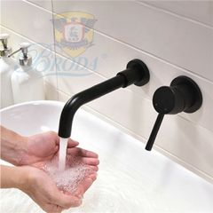 Vòi chậu lavabo âm tường màu đen BRODA WJ-B2002R