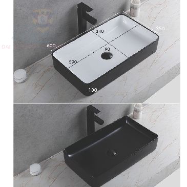 Chậu Sứ Lavabo Cao Cấp Màu Đen BRODA 8025B-48