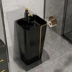 LAVABO LIỀN KHỐI MẦU ĐEN VIỀN VÀNG BRODA