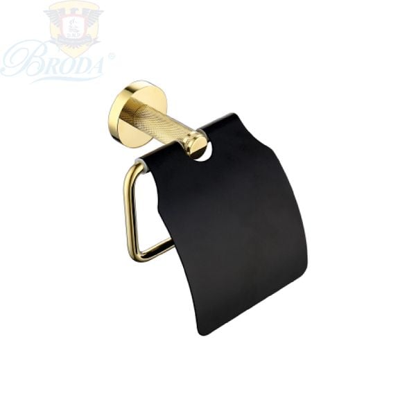 HỘP ĐỂ GIẤY ĐỒNG THAU CAO CẤP MẦU ĐEN VÀNG BRODA E-8010A