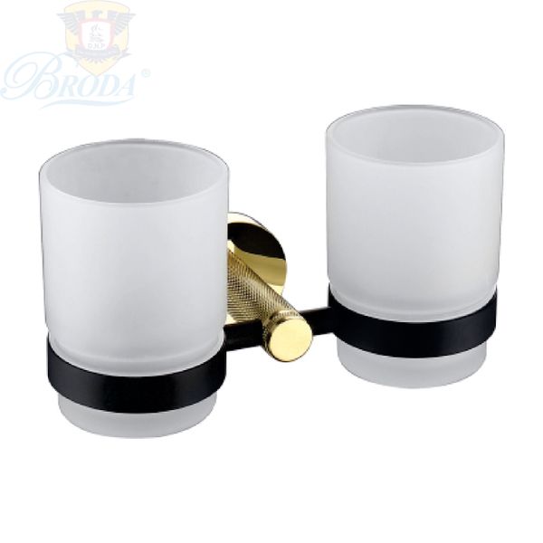 KỆ ĐỂ LY BẰNG ĐỒNG THAU CAO CẤP MẦU ĐEN VÀNG BRODA E-8002A