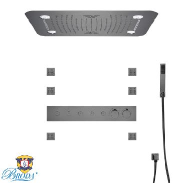 Sen tắm âm trong tường nóng lạnh mầu xám FAHKLER HI05058C Phone Điều Khiển (Bát sen 58x38cm)