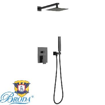 Bộ sen tắm nóng lạnh âm tường Mầu Đen BRODA