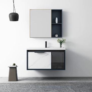 Bộ Tủ Chậu Lavabo Nhôm Kèm Gương Đèn led BRODA LT-JV24