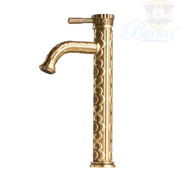 Vòi lavabo nóng lạnh mạ vàng 35cm BRODA 9863