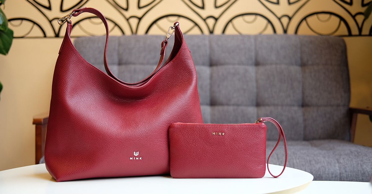 KANDY Clutch cầm tay da bò thật màu đỏ IY01-34