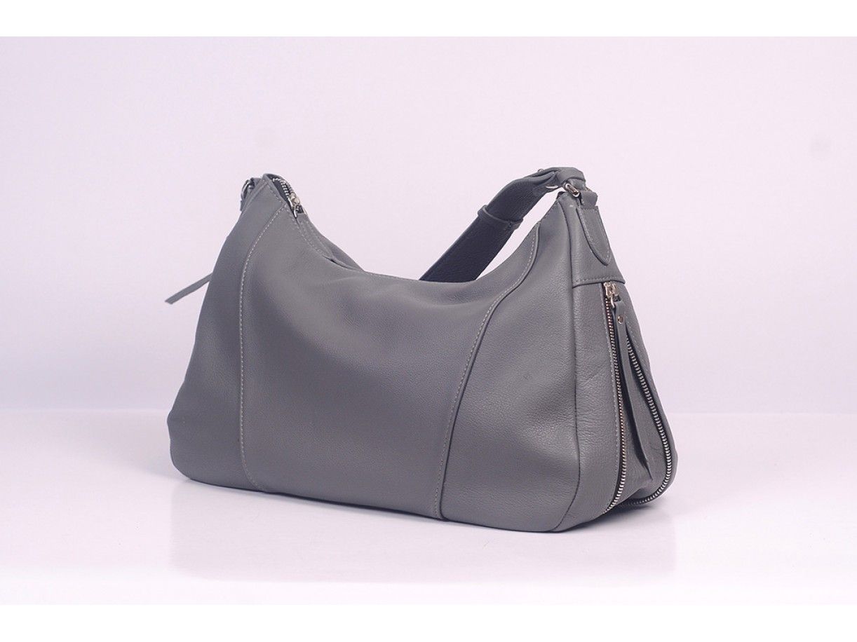 Varia Hobo - In Natural Milled Leather - Gray
