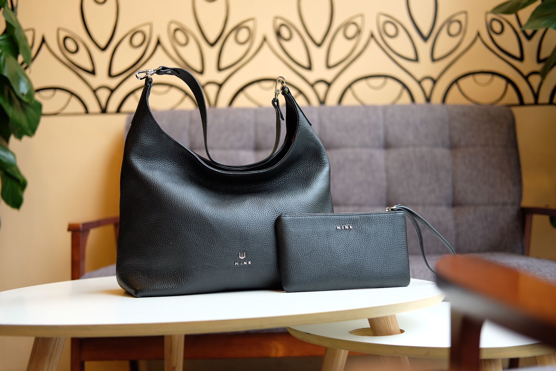 HANAH Hobo da bò thật màu đen HT39-10
