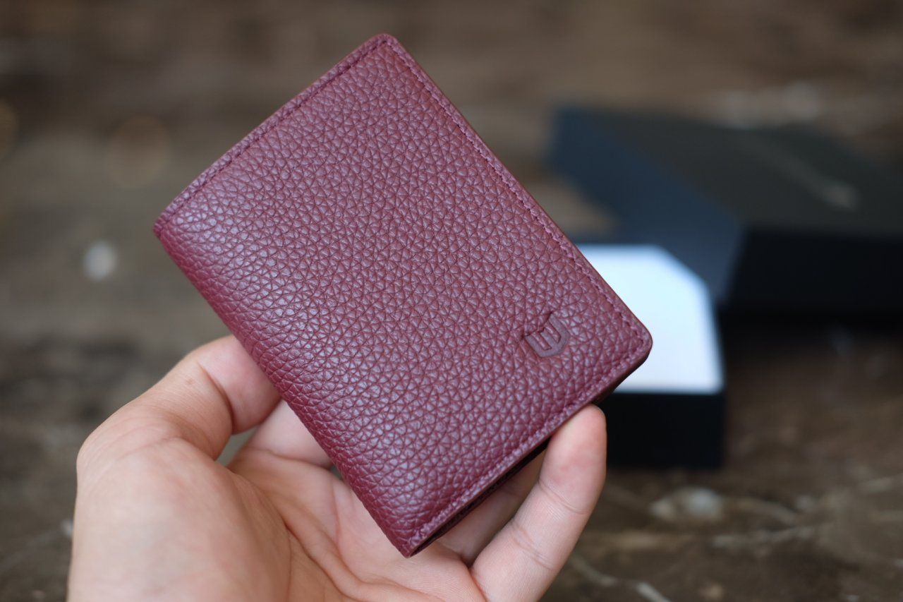 HESTIA - Ví Unisex da thật màu tím đỏ - IQ20-93
