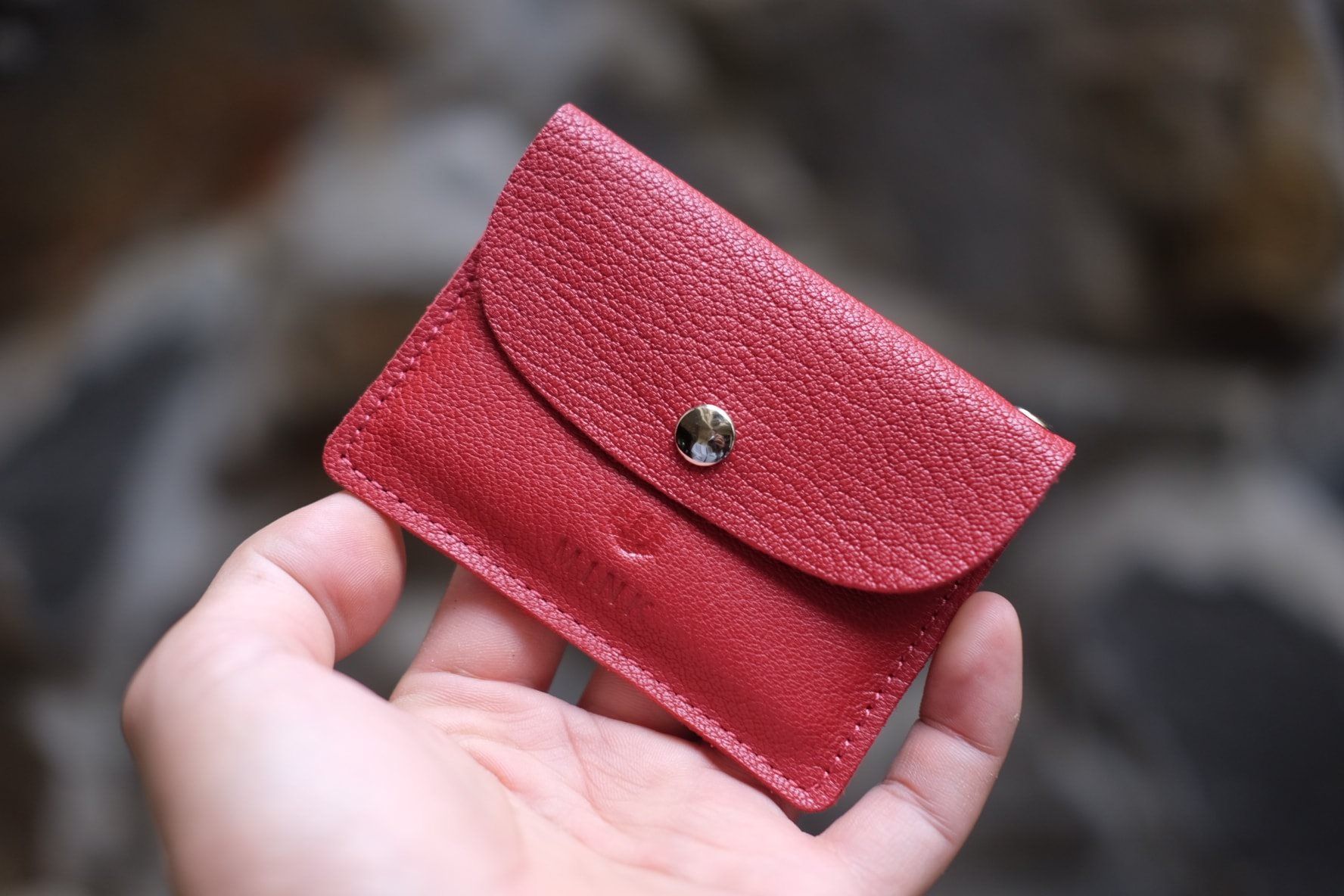ENVI Keychain - Ví da thật nữ màu đỏ đô- HT40-35