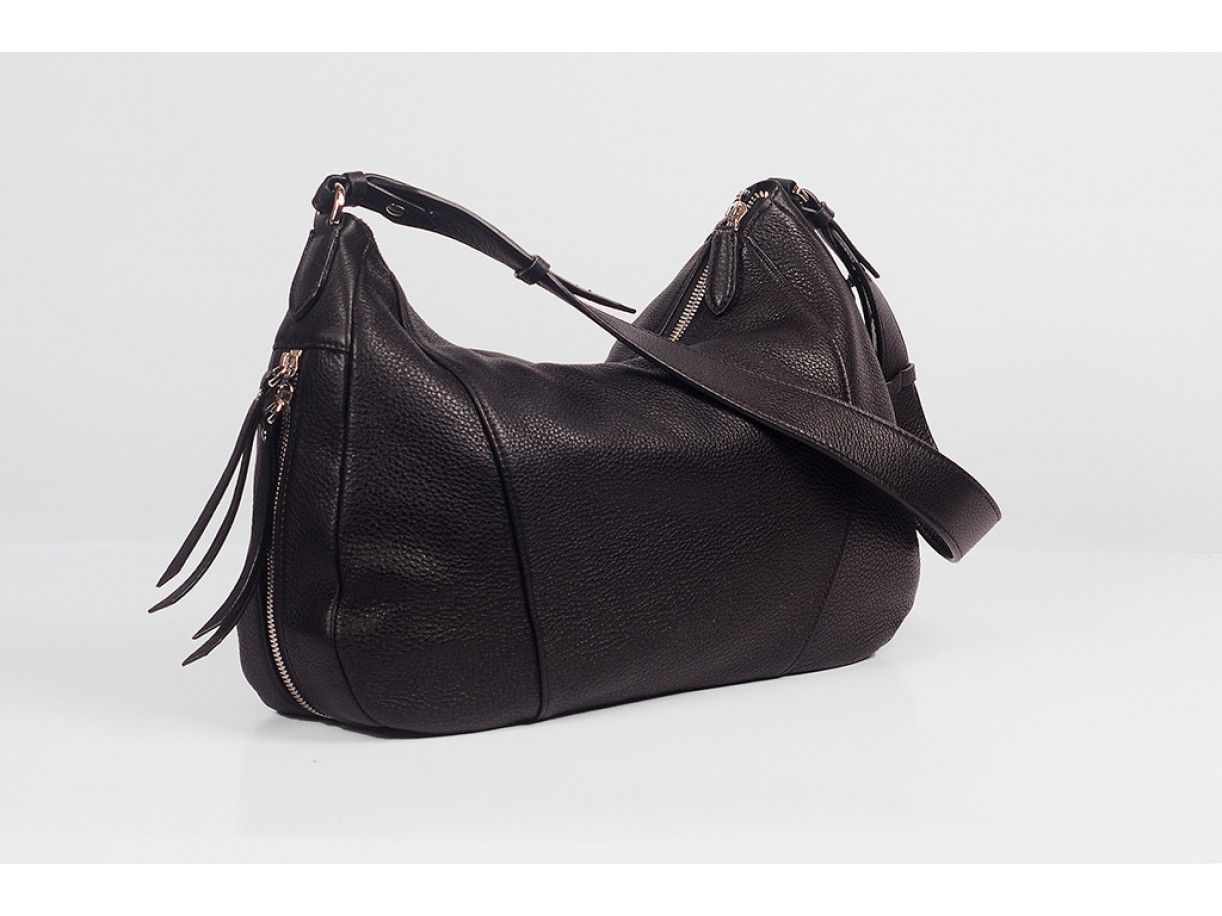 Varia Hobo - In Natural Milled Leather - Black