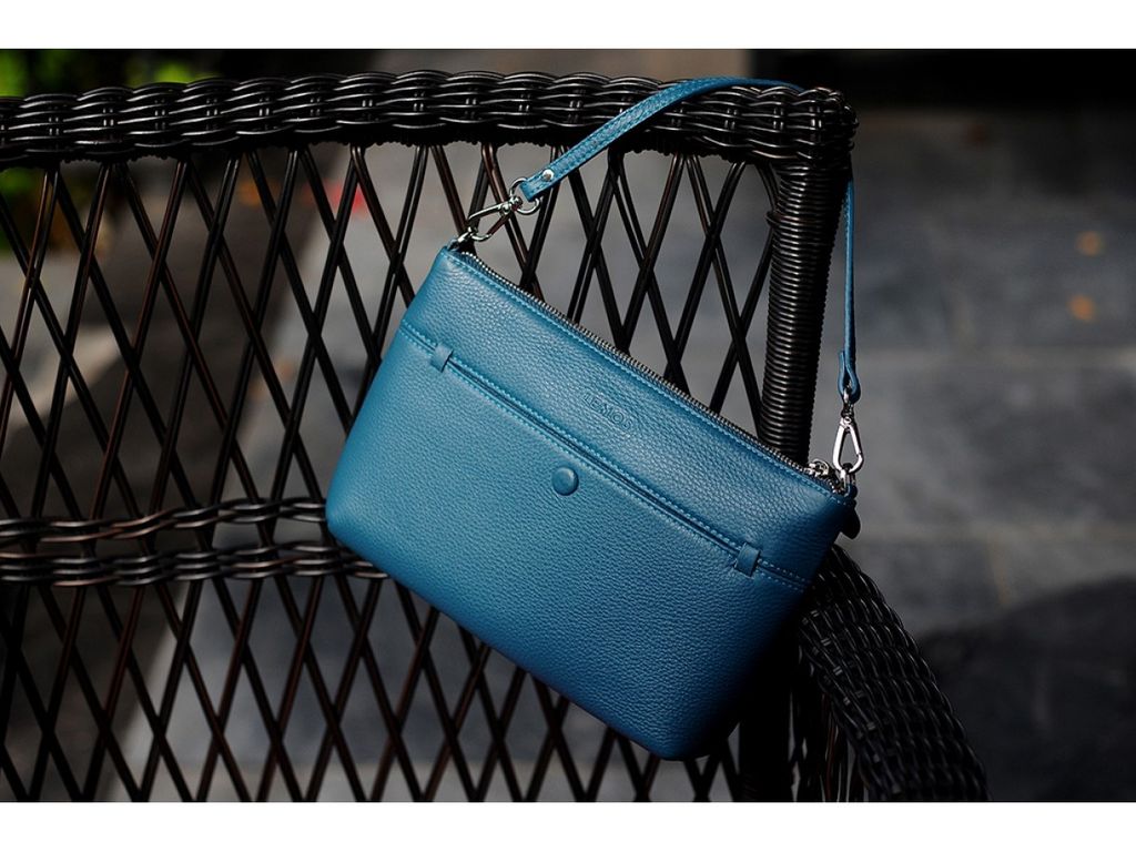 CROSSBODY BAG - IN NATURAL MILLED LEATHER - TEAL