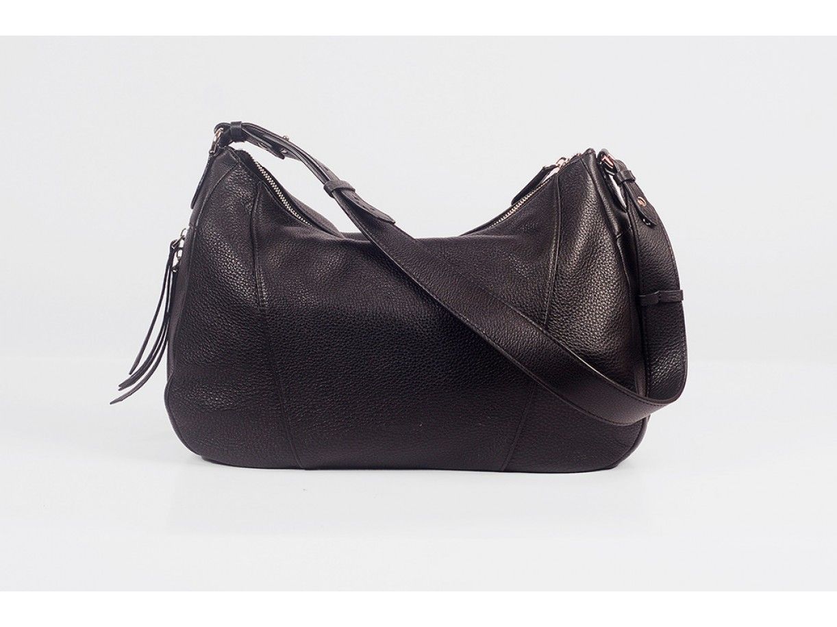 Varia Hobo - In Natural Milled Leather - Black
