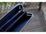 ZIP C - Ví nữ da bò thật kéo khóa vòng màu xanh navy - HZ74-711