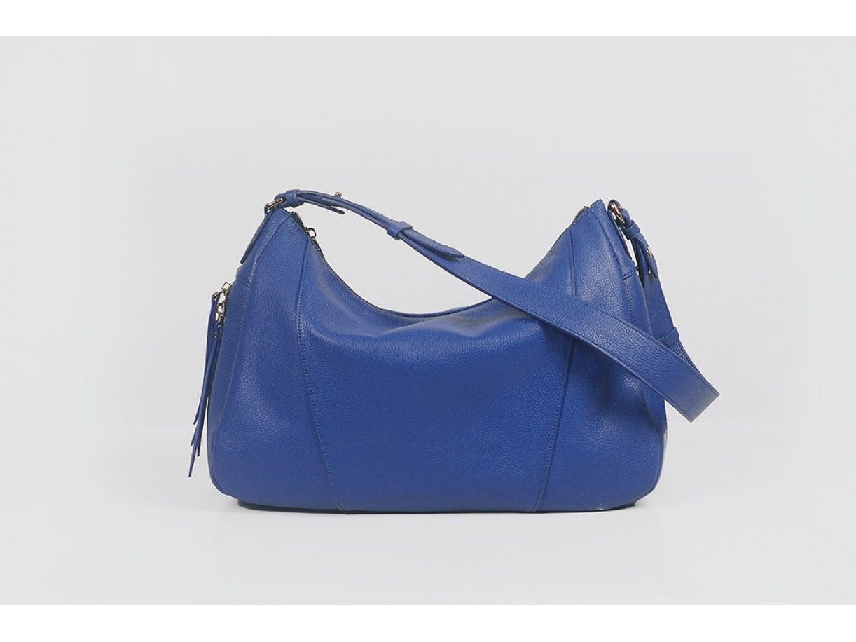 Varia Hobo - In Natural Milled Leather - Egyyptian Blue