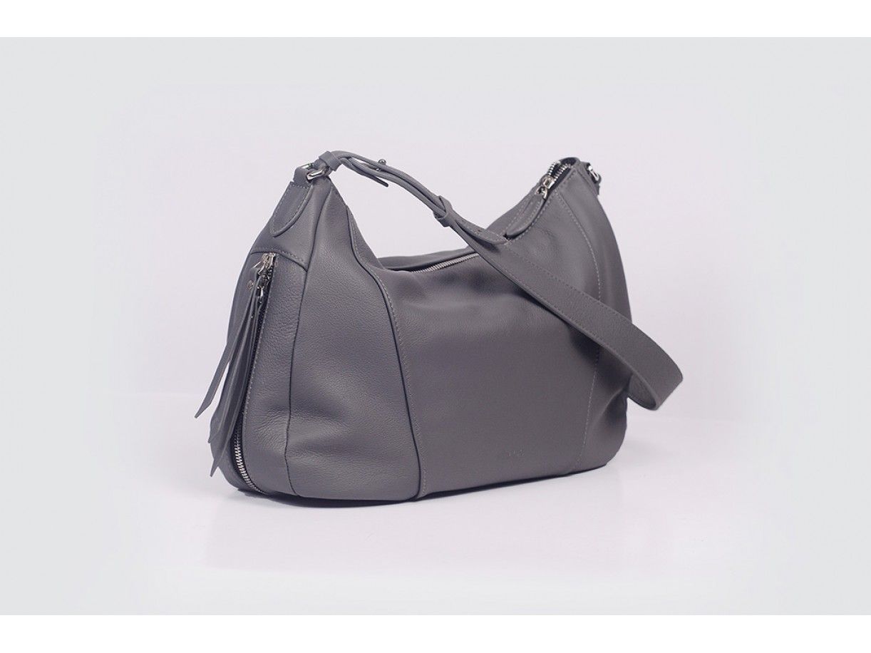 Varia Hobo - In Natural Milled Leather - Gray