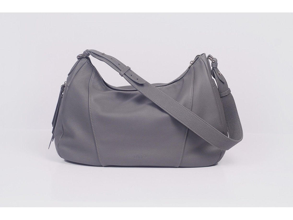 Varia Hobo - In Natural Milled Leather - Gray