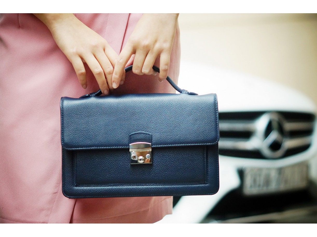 BAG - Túi xách nữ da thật màu xanh navy - GO65-71