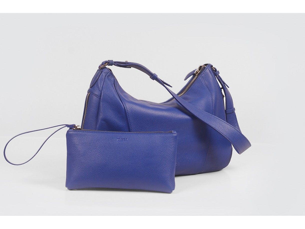 Varia Hobo - In Natural Milled Leather - Egyyptian Blue