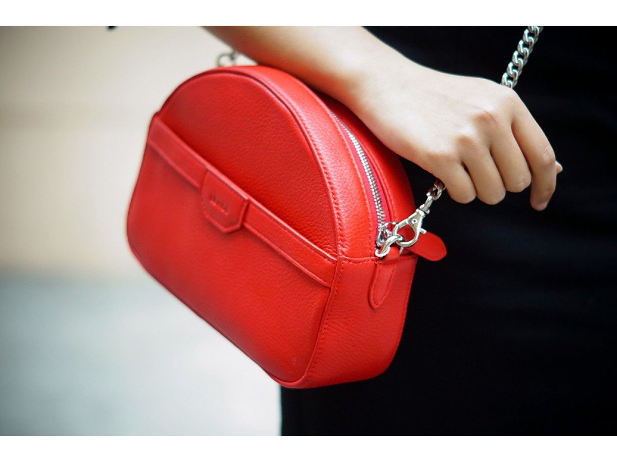 SWEET CROSSBODY - IN NATURAL MILLED LEATHER - RED