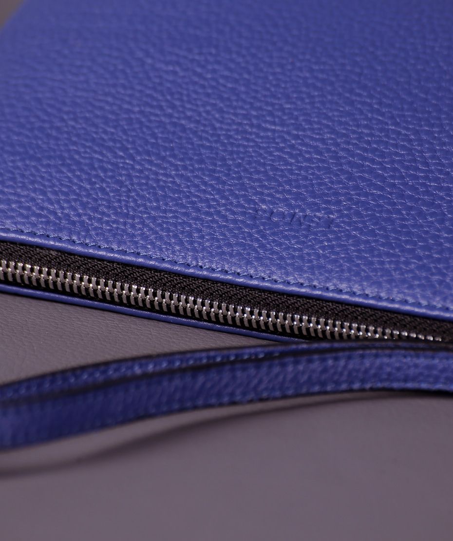 MABEL CLUTCH - CLUTCH CẦM TAY KHÓA KÉO NỮ BẰNG DA THẬT MÀU XANH DA TRỜI - FQ19-771