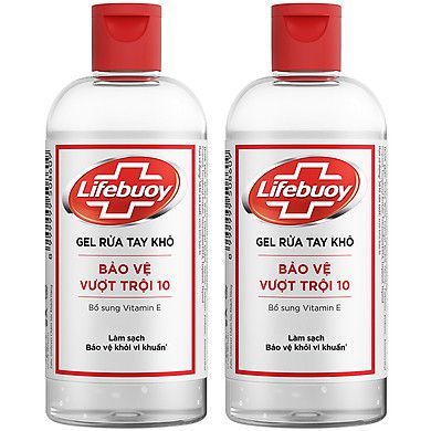 Combo 2 Chai Gel Rửa Tay Khô Sạch Siêu Nhanh Lifebuoy Bảo Vệ Vượt Trội 10 (Chai Nắp 240ml x 2)