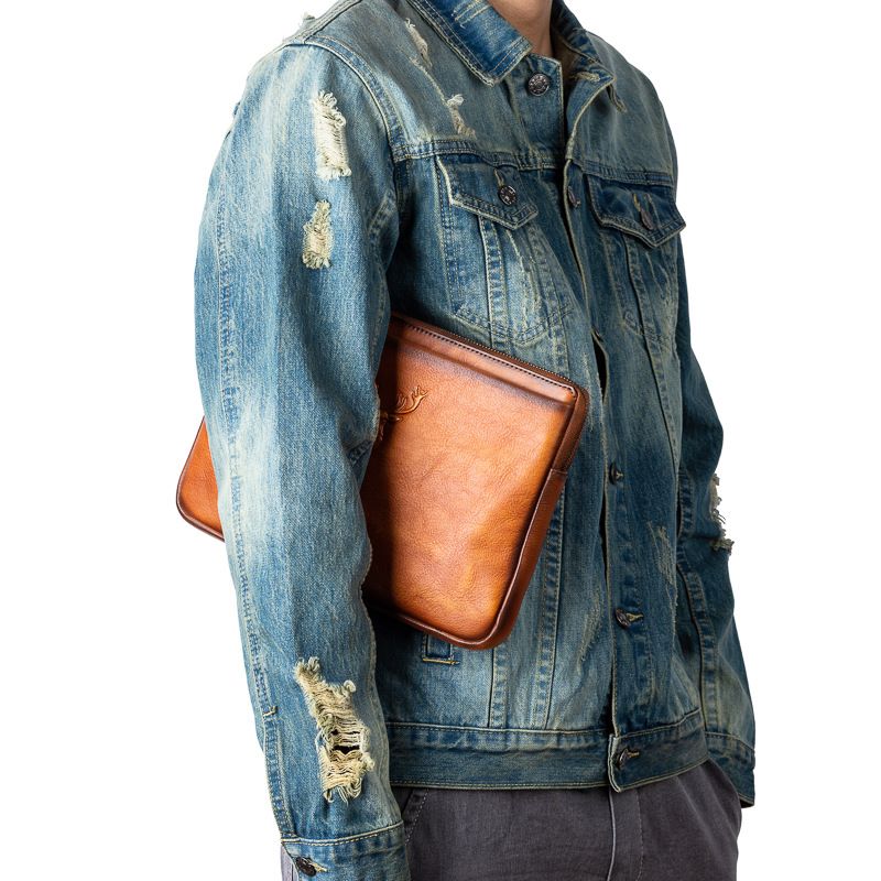Ví Cầm Tay CLUTCH Nam Da Bò VEG Patina Ý Nhập Khẩu CLH165