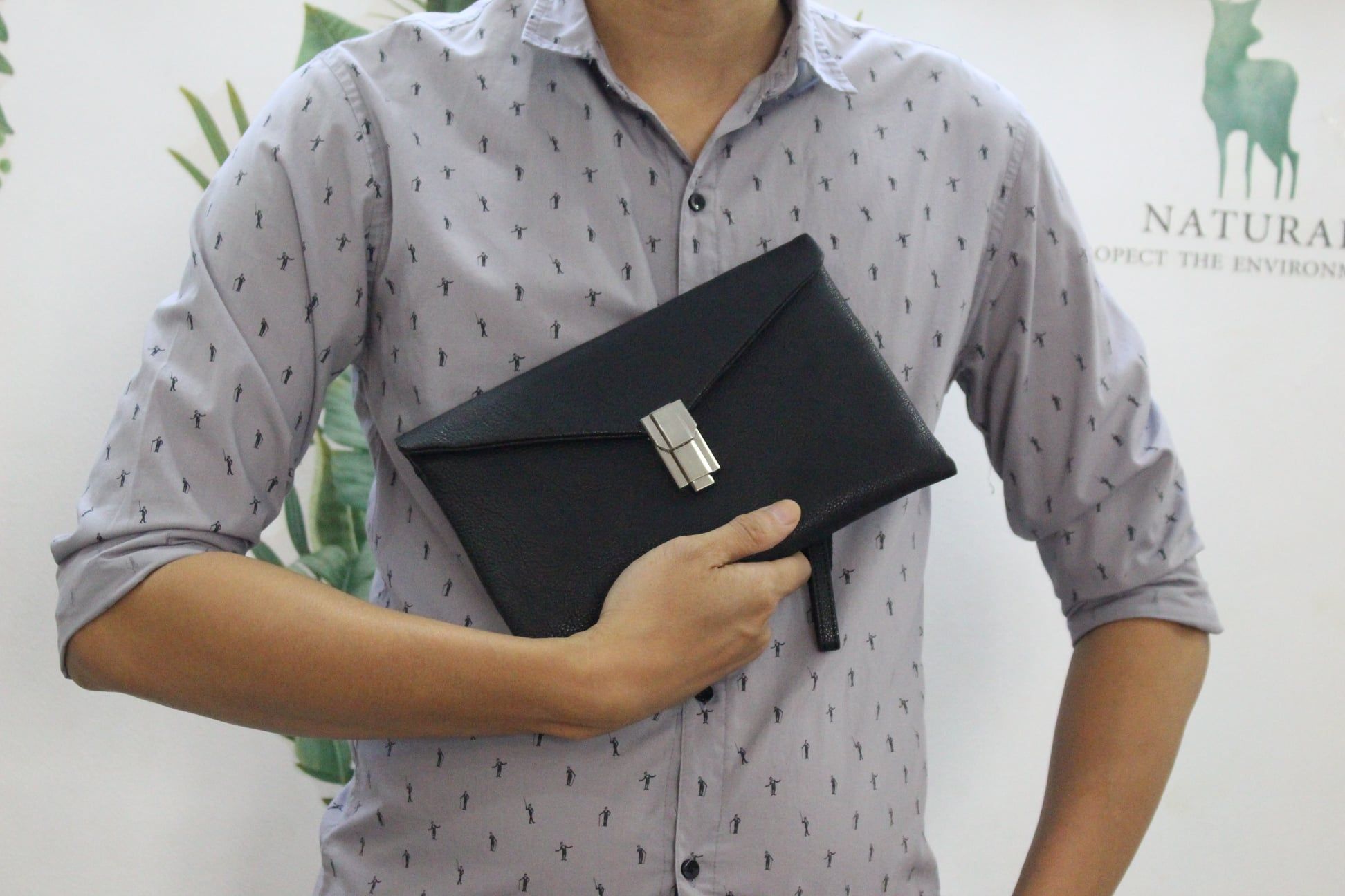 Ví Cầm Tay CLUTCH Nam Da Bò VEG Patina Ý Nhập Khẩu CLH283