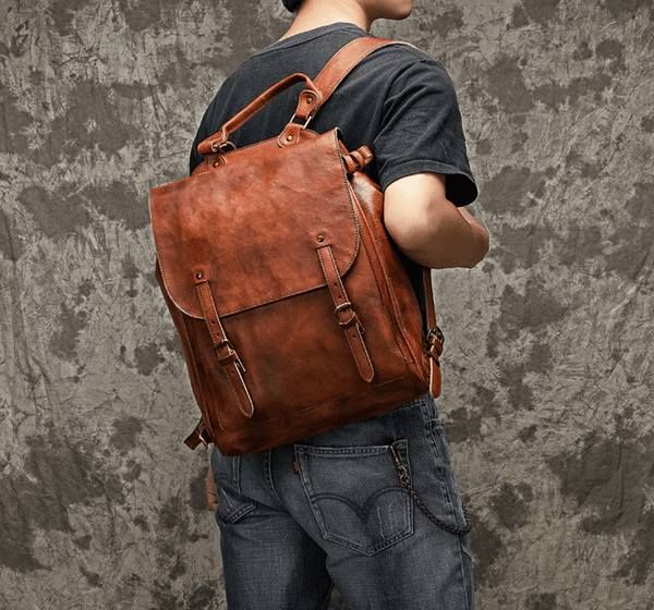 Balo Da Bò VEG Patina Đựng Laptop & Du Lịch Đa Chức Năng BPL359