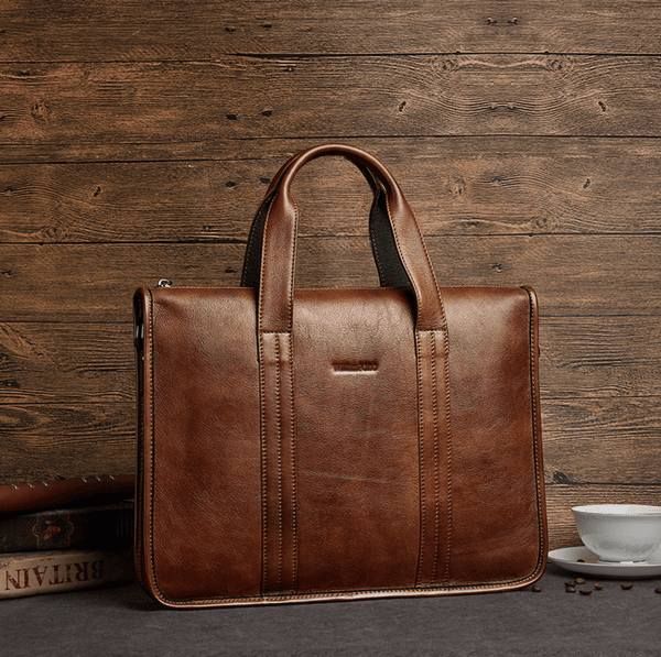Cặp Da Bò VEG Patina Ý Cao Cấp Xách Tay Đựng Laptop & Hồ Sơ Bussiness Men SBM280