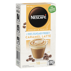 Nescafe 98% Sugar Free Caramel Latte - Cafe Pha Sẵn Hộp 10 Gói