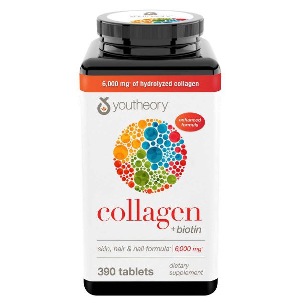 Viên uống collagen cho nữ Youtheory Collagen + Biotin Type 1 2 & 3 của Mỹ 390 viên