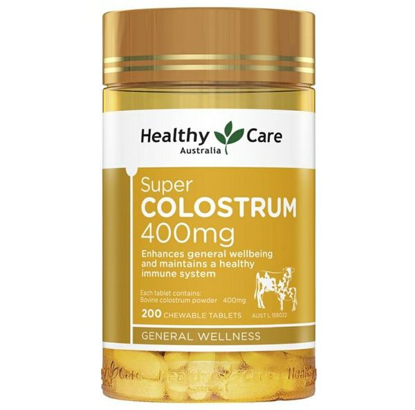 Viên nhai sữa bò non Healthy Care Super Colostrum 400mg của Úc 200 viên