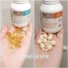 Combo canxi sữa lọ 90v + DHA lọ 60v cho trẻ em BIOISLAND