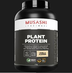 Bột Protein Thực Vật Musashi Plant Protein Vị Vani Úc Lọ 2kg