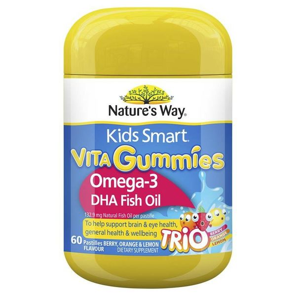 Kẹo dẻo bổ sung Omega 3 & DHA cho bé Nature's Way Kids Smart Vita Gummies Omega-3 DHA Fish Oil của Úc 60 viên