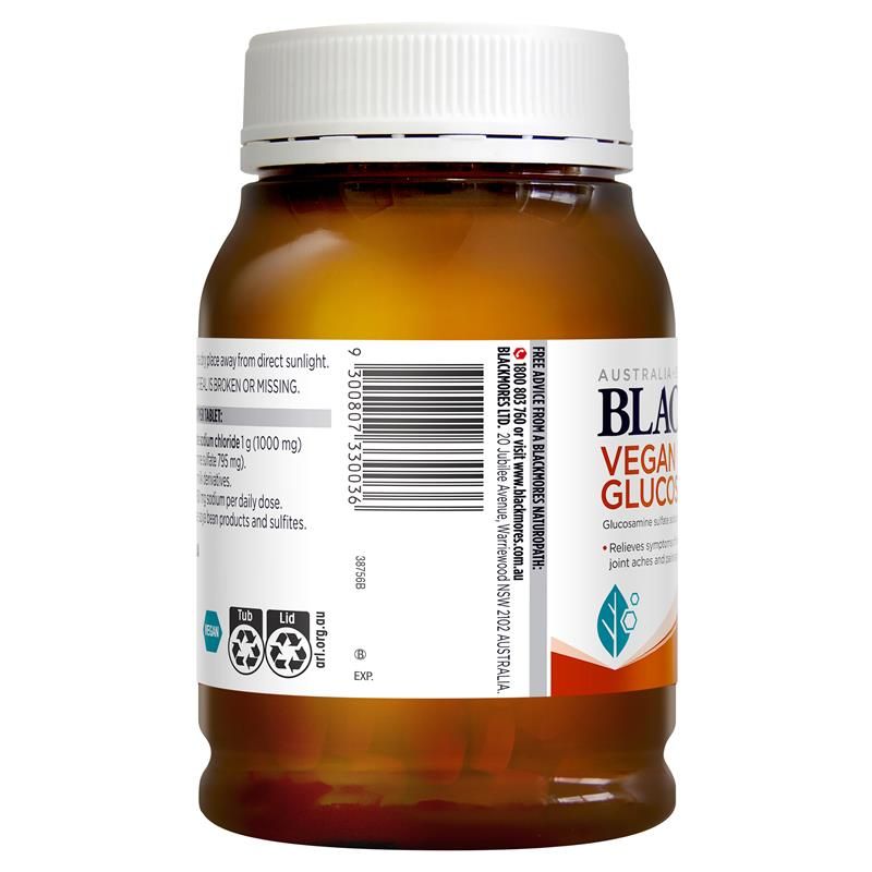 Hỗ trợ bổ khớp cho người ăn chay Blackmores Vegan Glucosamine 1000mg của Úc - lọ 200 viên (date 02/2024)