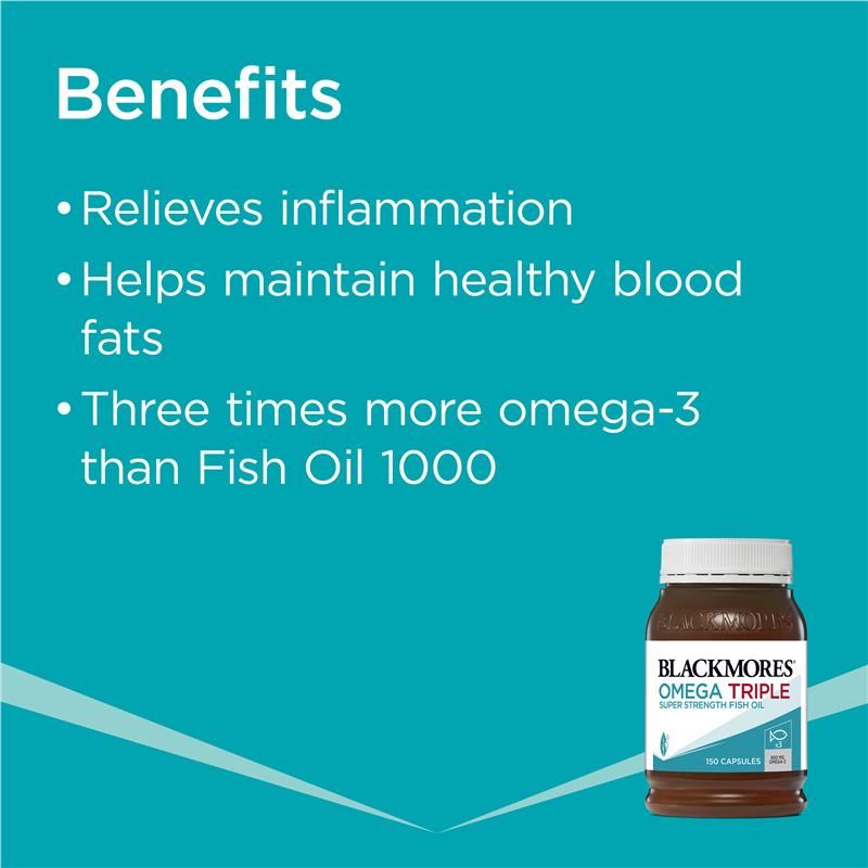 Dầu cá hàm lượng cao Blackmores Omega Triple Super Strength Fish Oil của Úc 150 viên