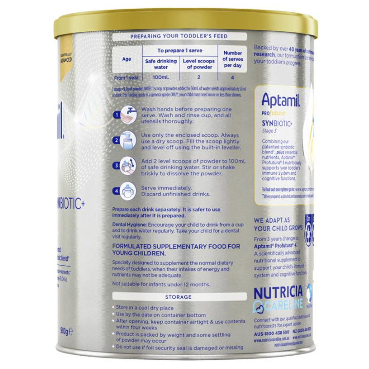 Sữa công thức số 3 Aptamil Profutura Synbiotic+ Stage 3 Toddler 900g của Úc cho bé từ 1-3 tuổi