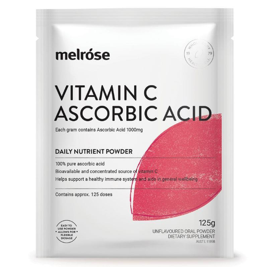 Bột vitamin C nguyên chất Melrose Vitamin C Ascorbic Acid của Úc gói 125g