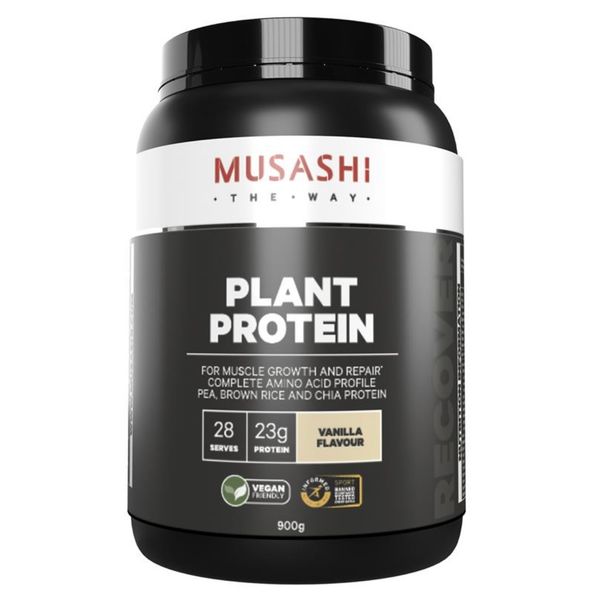 Bột Protein Musashi Plant Protein thực vật Vị VANI lọ 900g
