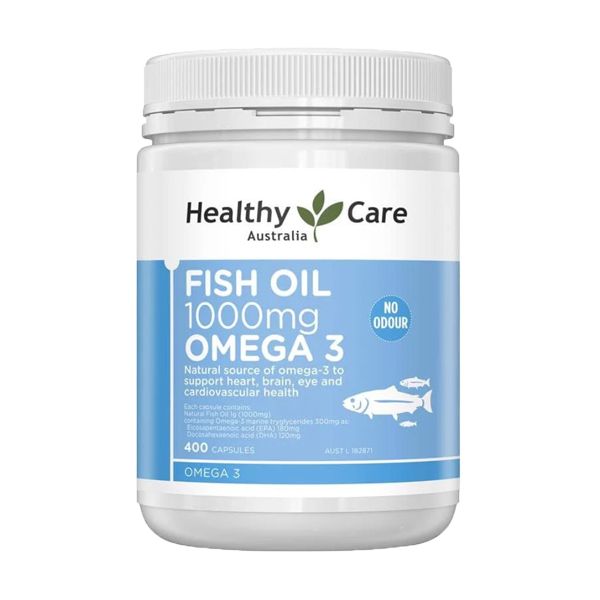 Dầu cá Omega 3 Healthy Care Fish Oil Omega-3 1000mg của Úc 400 viên