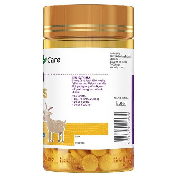 Kẹo sữa dê vị vani Healthy Care Kids Goats Milk của Úc 300 viên