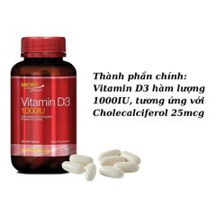 Viên uống bổ sung vitamin D3 Microgenics Vitamin D3 1000IU của Úc 200 viên